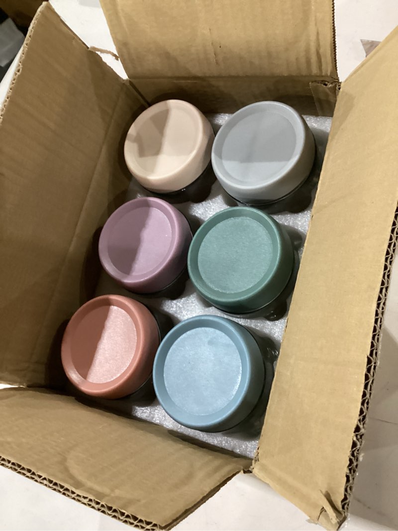 Condition photo showing Good Condition for netany 6-pack 10oz glass jars with airtight lids, overnight oats containers with lids, wide mouth mason salad jars, glass food storage containers for snacks yogurt spice sugar multicolor- 10 oz (6 pack)