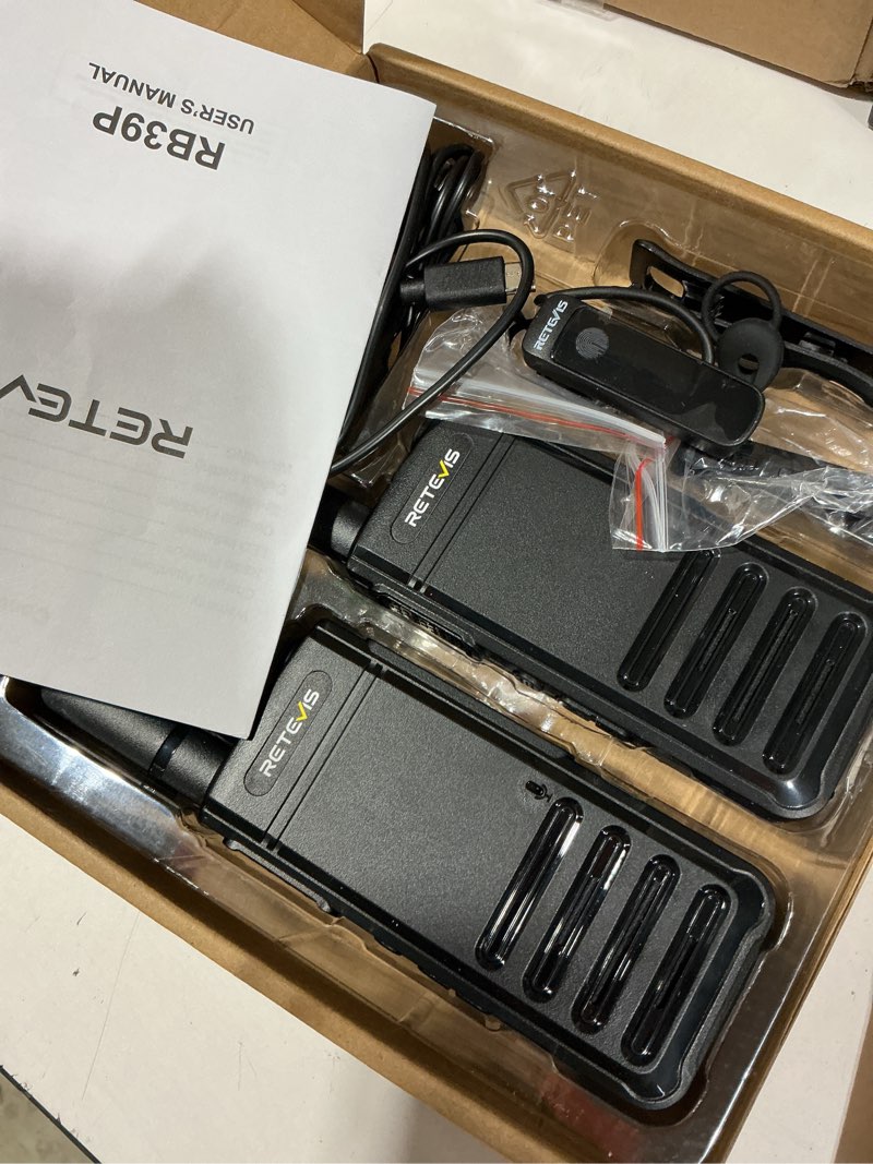 Condition photo showing New/Like New for retevis rb39p bluetooth walkie talkies, wireless two way radios with earpiece, frs, ultra-slim, mini size, type-c, vox, for hunting, camping, hiking, biking(2 pack)