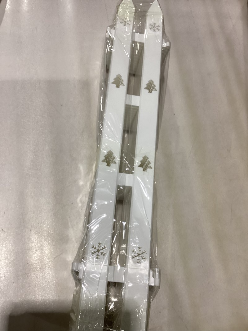 Condition photo showing As Is for Extra Height 24” Christmas Tree Fence, 12pcs Christmas Tree Gate, White Christmas Fence Decorations for Cat, Small Dog, Suit for Christmas, Birthday, Wedding Decoration