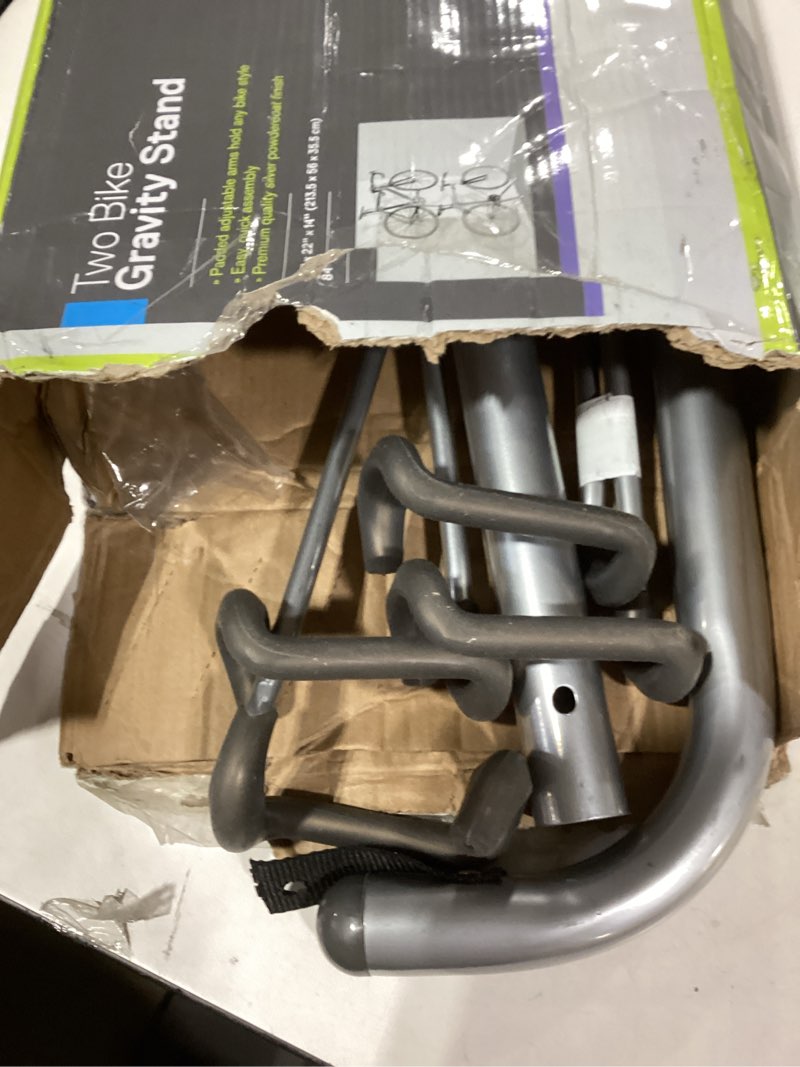 delta cycle two bike gravity pole stand garage, 2 bike storage rack, no drilling required, fully adj