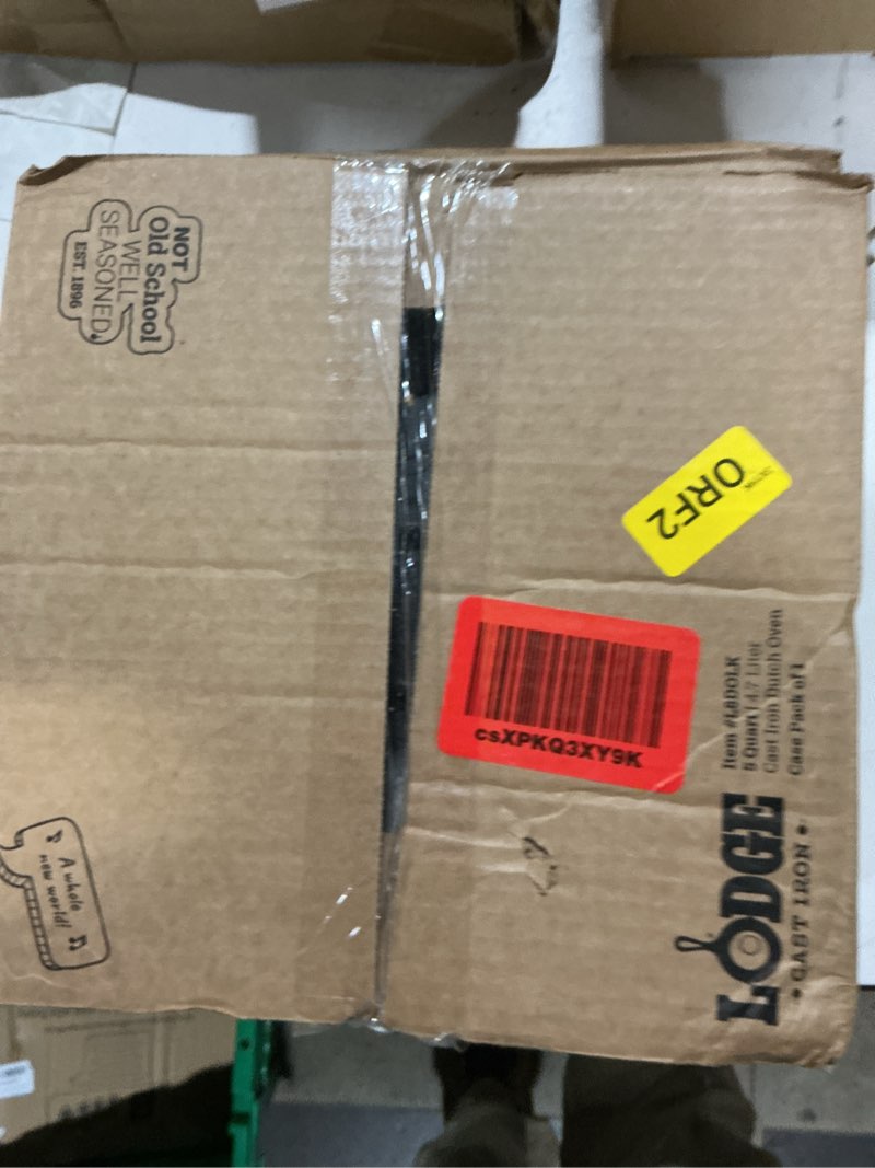 Condition photo showing Good Condition for Lodge 5 Quart Cast Iron Dutch Oven. Pre-Seasoned Pot with Lid and Dual Loop Handle 5 Quart Dutch Oven