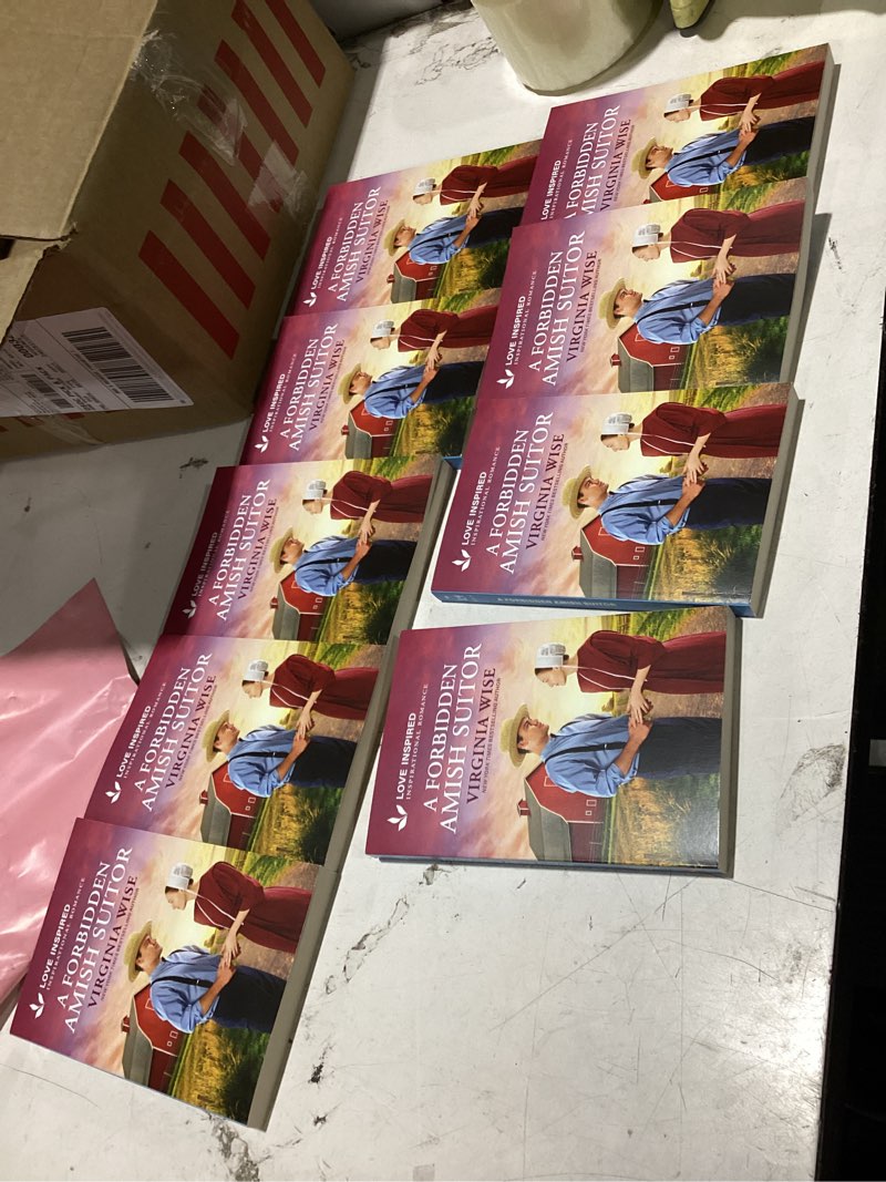 Condition photo showing Good Condition for (9 copies of) “a forbidden amish suitor” for book clubs, reading groups, etc