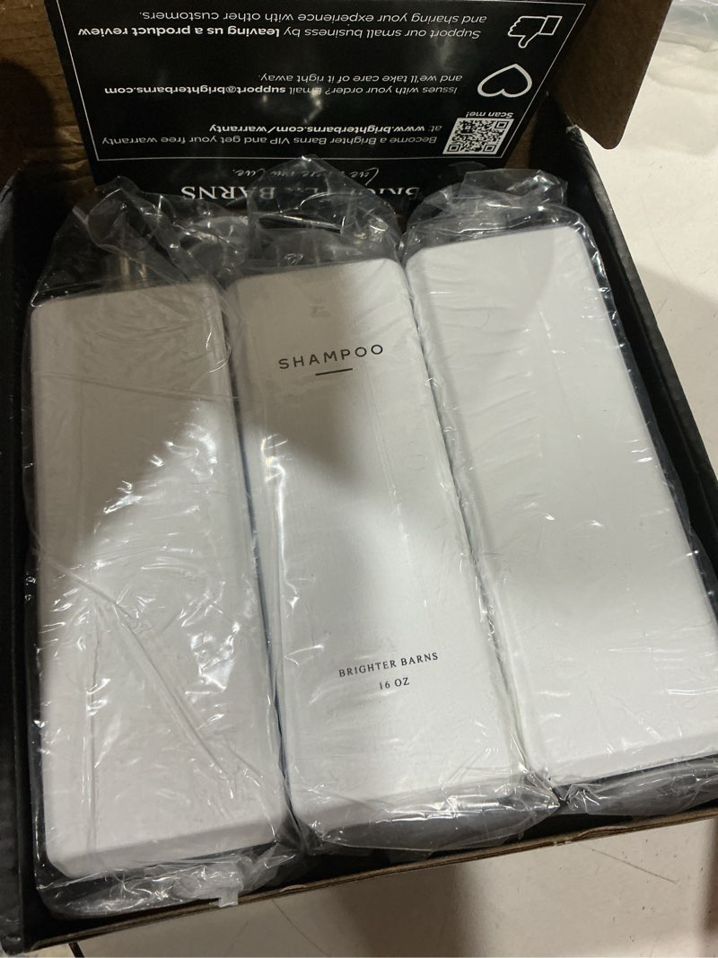 Condition photo showing Good Condition for white shampoo and conditioner dispenser set by brighter barns - refillable shower soap bottles - empty body wash dispenser - neutral home decor for shower, guest bathroom, airbnb, spa (white silver)