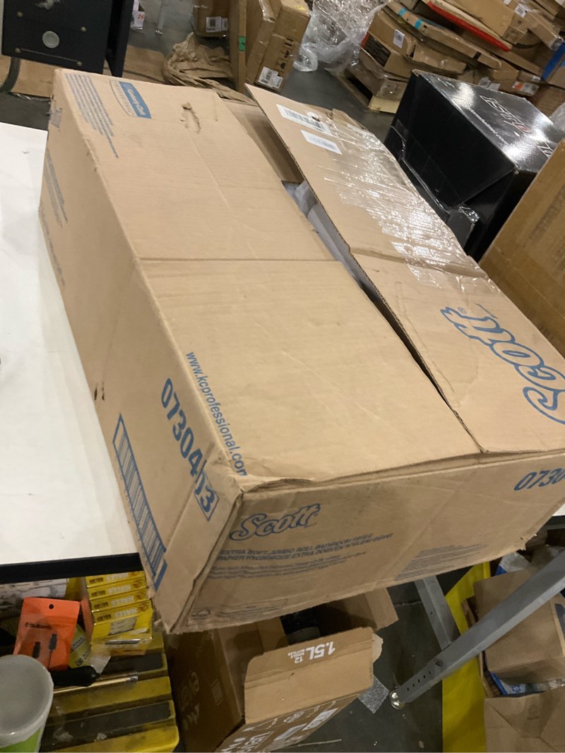 Condition photo showing As Is for Scott jumbo roll bathroom tissue, 12 rolls