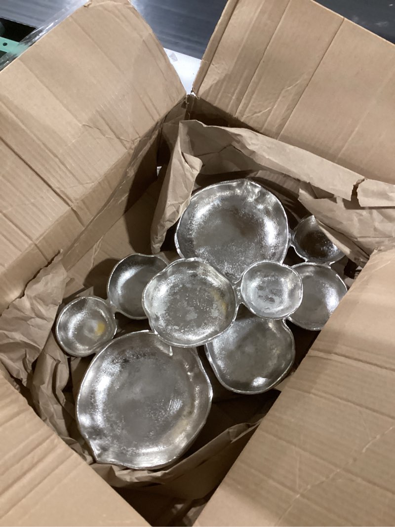 Condition photo showing As Is for Zodax Cluster of 12 Oval Serving Bowls Gold Tone Nickel Base 25" x 16" x 2" Extra Large 25 x 16 x 2 Gold