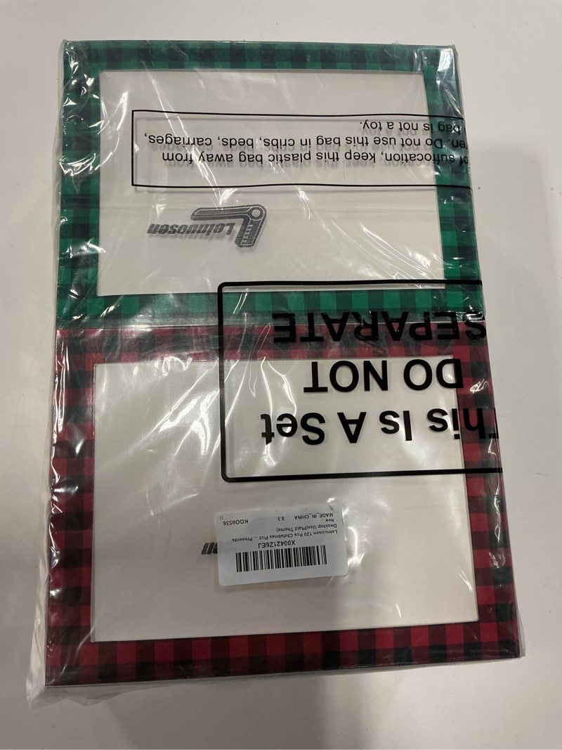 Condition photo showing New/Like New for Leinuosen 120 Pcs Christmas Picture Frame Ornaments Bulk 5 x 7 Inch Xmas Photo Frames Holiday DIY Cardboard Frames with Stands Photo Crafts Frame for Xmas Presents Desktop Use(Plaid Theme)