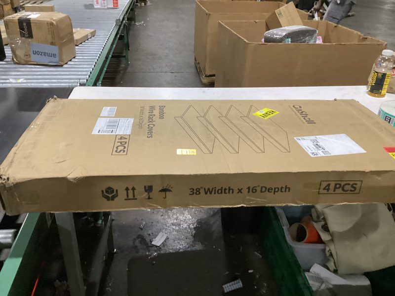 Condition photo showing Good Condition for Wire Shelf Covers, Bamboo Wire Rack Covers for Pantry, Closet (4pcs, 38" W x 16" D) 38"W x 16"D 4