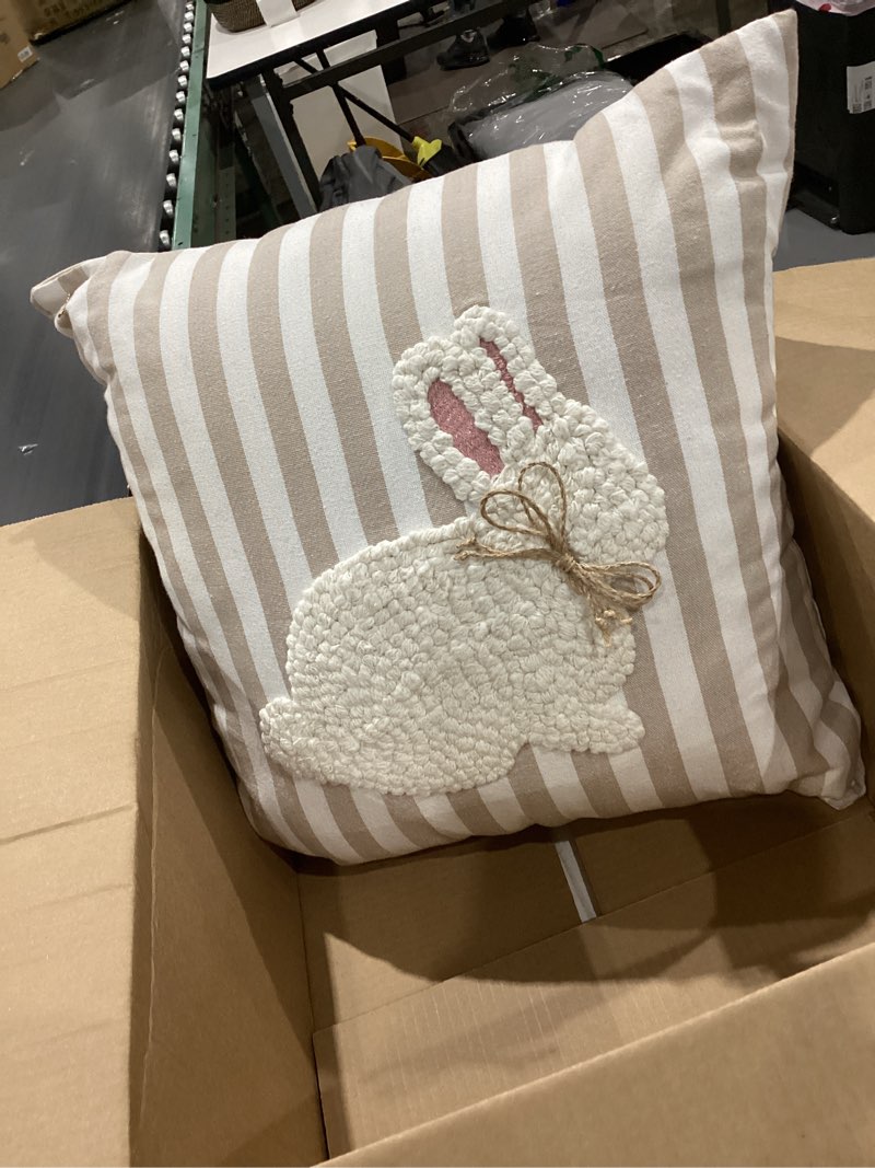 Condition photo showing Good Condition for square white easter pillow – 18" x 18"