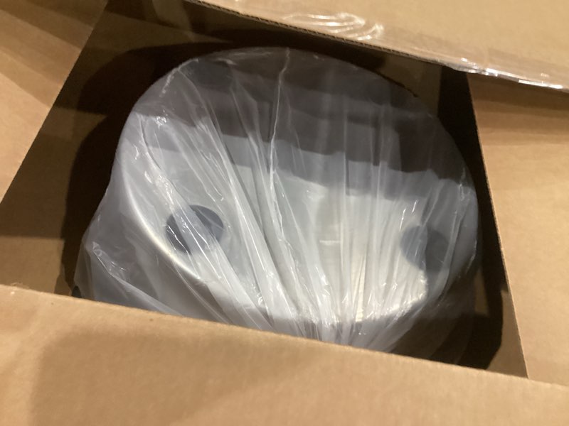 Condition photo showing As Is for Round High-Sided Stainless Steel Cat Litter Box,Stainless Steel Litter Box with Lid,Extra Large Box,Easy-to-Clean Metal Litter Pan for Cats