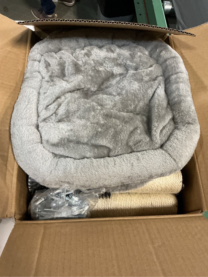 Condition photo showing Good Condition for Heybly Cat Tree with Cat Self Groomer Brush, Cat Tower Condo for Indoor Cats with Padded Plush Perch