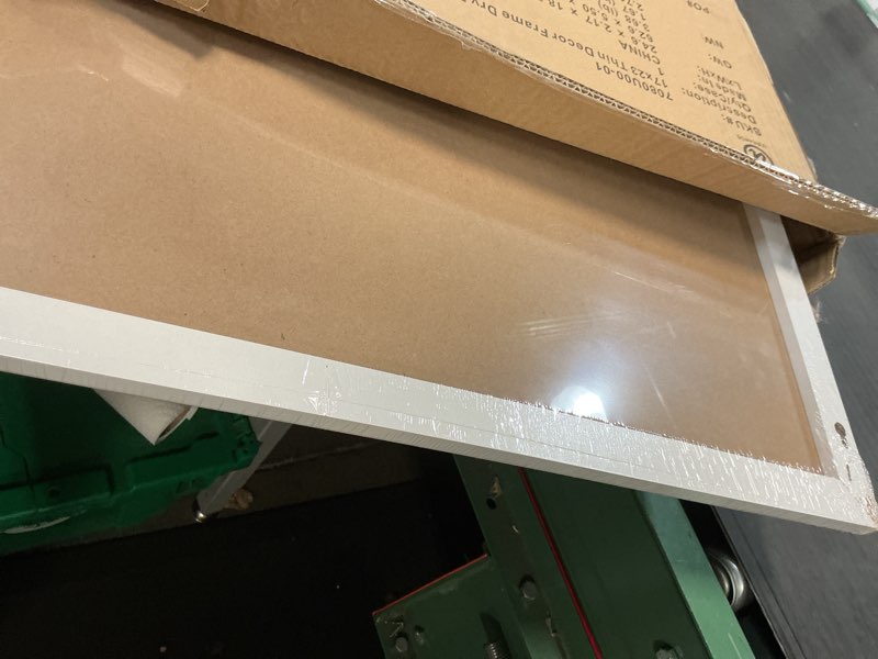 Condition photo showing As Is for u brands farmhouse magnetic dry erase board white board, 24" x 18", white wood style frame, includes 2 magnets 24"w x 18"h