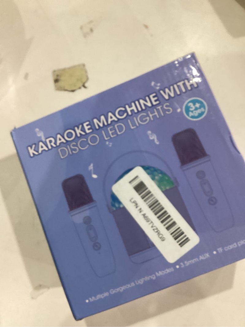 Condition photo showing Good Condition for Karaoke Machine with Disco LED Lights for Adults Kids, Portable Bluetooth Speaker with 2 Wireless Microphone, Girls Birthday Gifts Toys for 3-12+ Kids Family Home Party Stuffers Purple