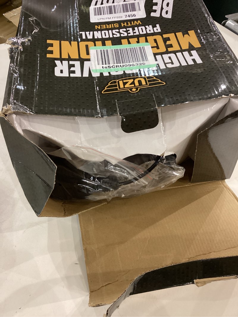 Condition photo showing Good Condition for Uzi High Power Loud Big Megaphone 50W, Bluetooth, Real Siren, Bullhorn, Rechargeable Battery, Portable Professional Speaker, PA System, Adjustable Volume, Outdoor Activities, Coaching