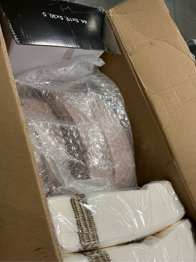 Condition photo showing Good Condition for Nervure 350PCS Pink Plastic Plates - Pink Plastic Dinnerware Sets for 50 Guests - 100 Disposable Plates, 150 Gold Silverware, 50 Cups, 50 Napkins Perfect for Wedding & Party & Easter Pink 50