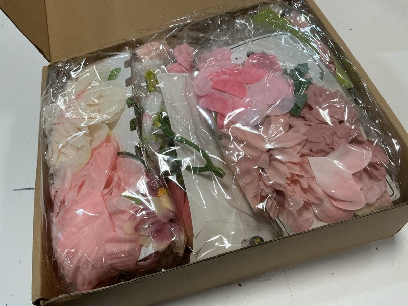 Condition photo showing New/Like New for 6 pcs 35.46 ft flower garlands backdrop spring artificial wildflower vines floral decorations for party fake flower vines faux silk wildflower for easter wedding garden wall arch(pink)
