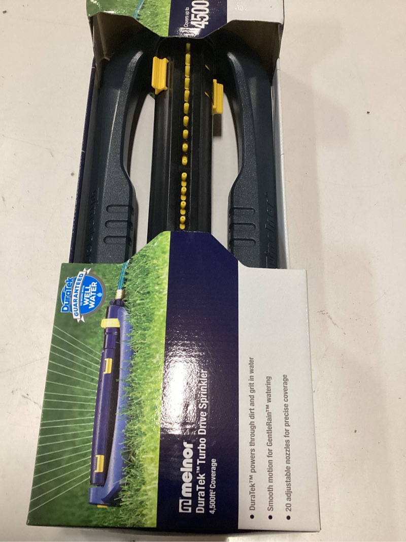 Condition photo showing As Is for Melnor DuraTek 4500-sq ft Oscillating Sled Lawn Sprinkler