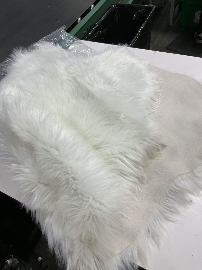 Condition photo showing As Is for MIULEE Luxury Soft Fluffy Area Rug 3x5 Feet, Faux Fur Sheepskin Rug Decorative Plush Shaggy Carpet for Christmas Decor Bedside Sofa Floor Nursery, White 3' x 5' (Sheepskin) White