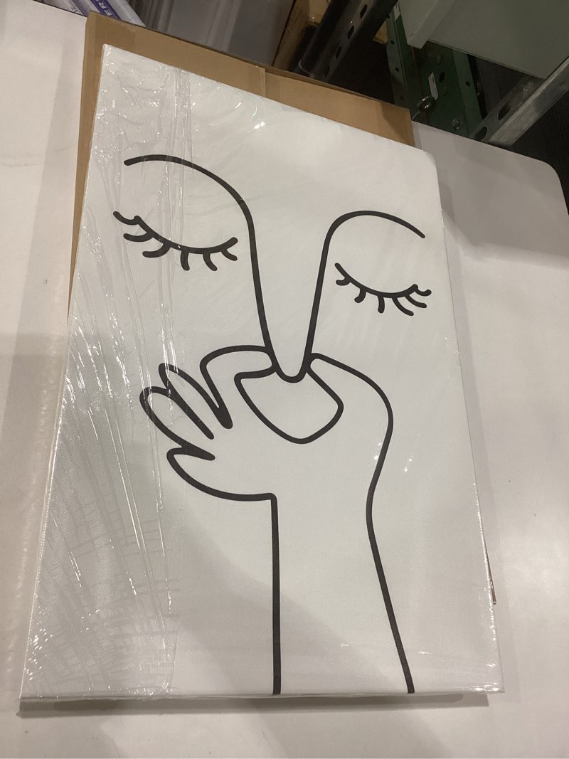 Framed Funny Bathroom Canvas Wall Art Simple Lines Poster Print Abstract Pinched Nose Painting Pictu