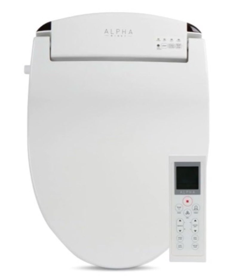 alpha bidet jx2 elongated bidet toilet seat, white, endless warm water, *new* bowl mist, led light, quiet operation, wireless remote, stainless steel nozzle, sittable lid, 3 year warranty
