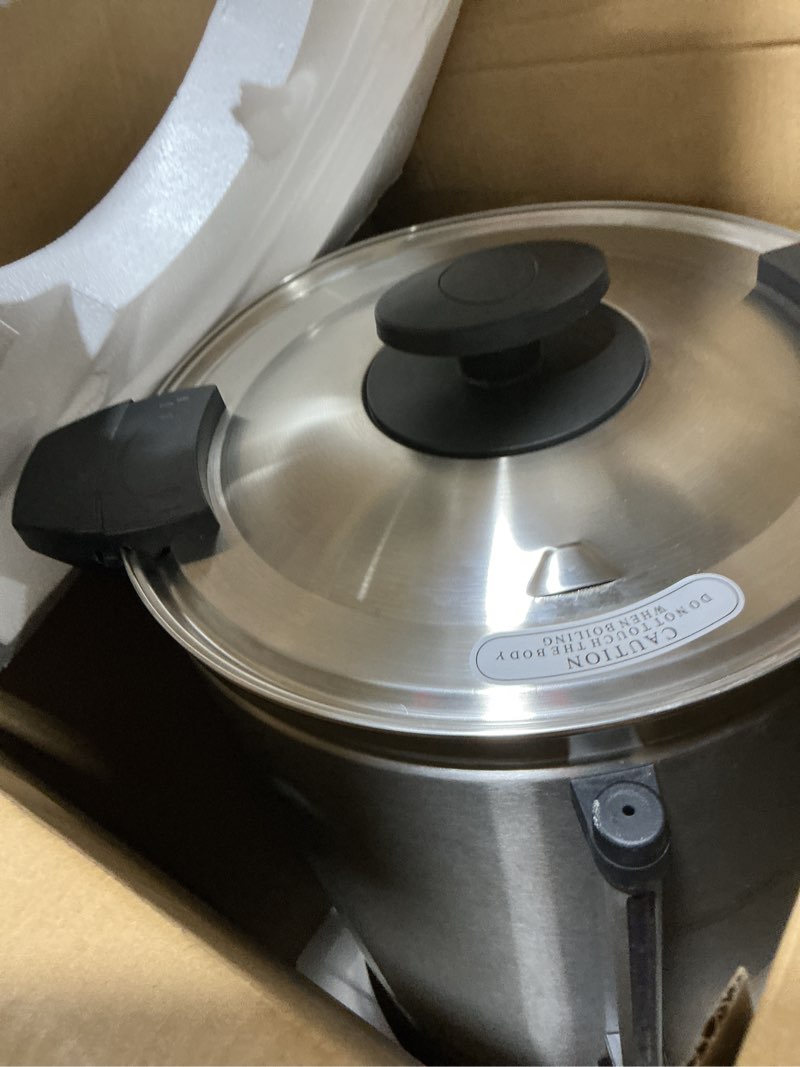 Condition photo showing As Is for SYBO SR-CP-100B Commercial Grade Stainless Steel Percolate Coffee Maker Hot Water Urn for Catering, 100-Cup 16 L, Metallic 16L Metallic