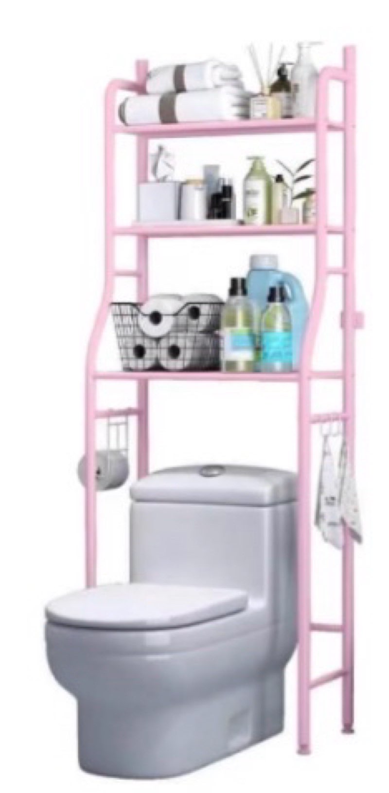 3-Shelf Bathroom Organizer Over The Toilet, Bathroom Spacesaver (pink)