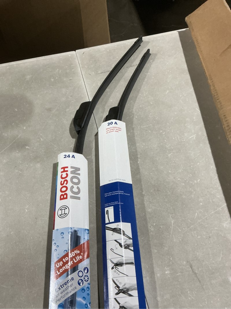 Condition photo showing As Is for bosch 24a20a icon beam wiper blades - driver and passenger side - set of 2 blades (24a & 20a) front (24a & 20a) icon combo pack (front)