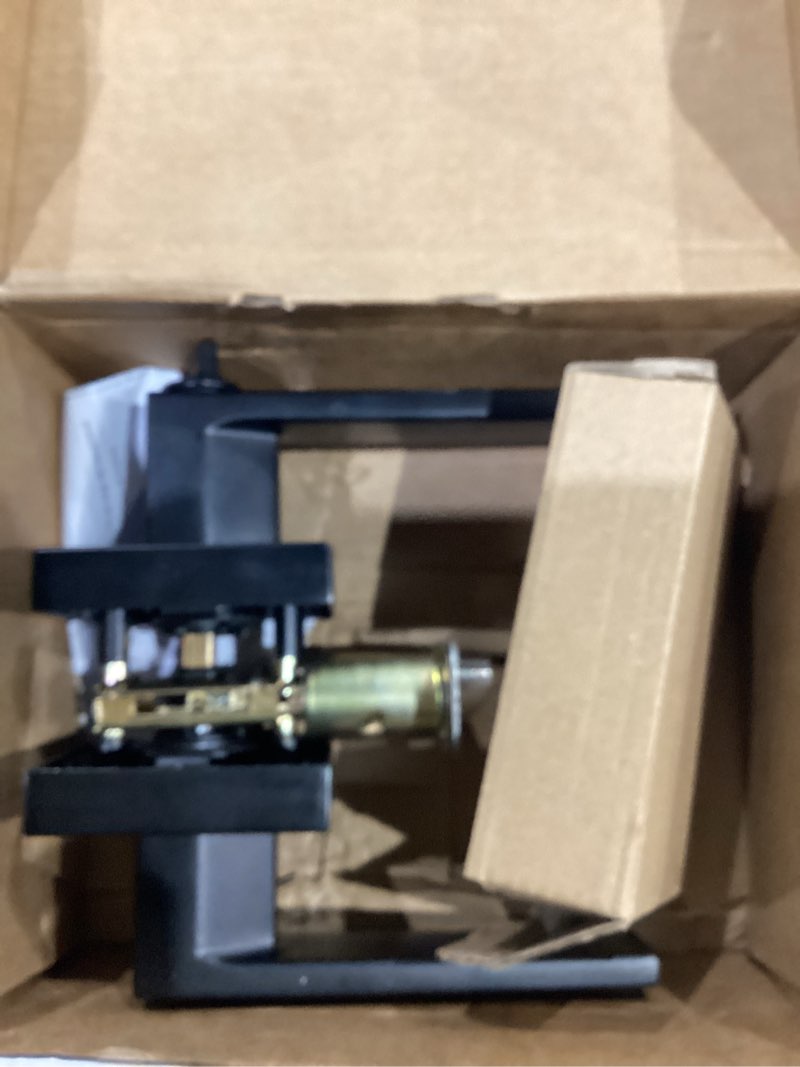 Condition photo showing As Is for Estmoon Door Lock Matte Black Door Knob with Lock, Heavy Duty Keyed Front Door Handle Exterior Lockset, Entrance Exterior Door Knob for Bedroom, Bathroom, Front Door, Office, 1 Pack 1 Pack Entry(With Lock and Key)