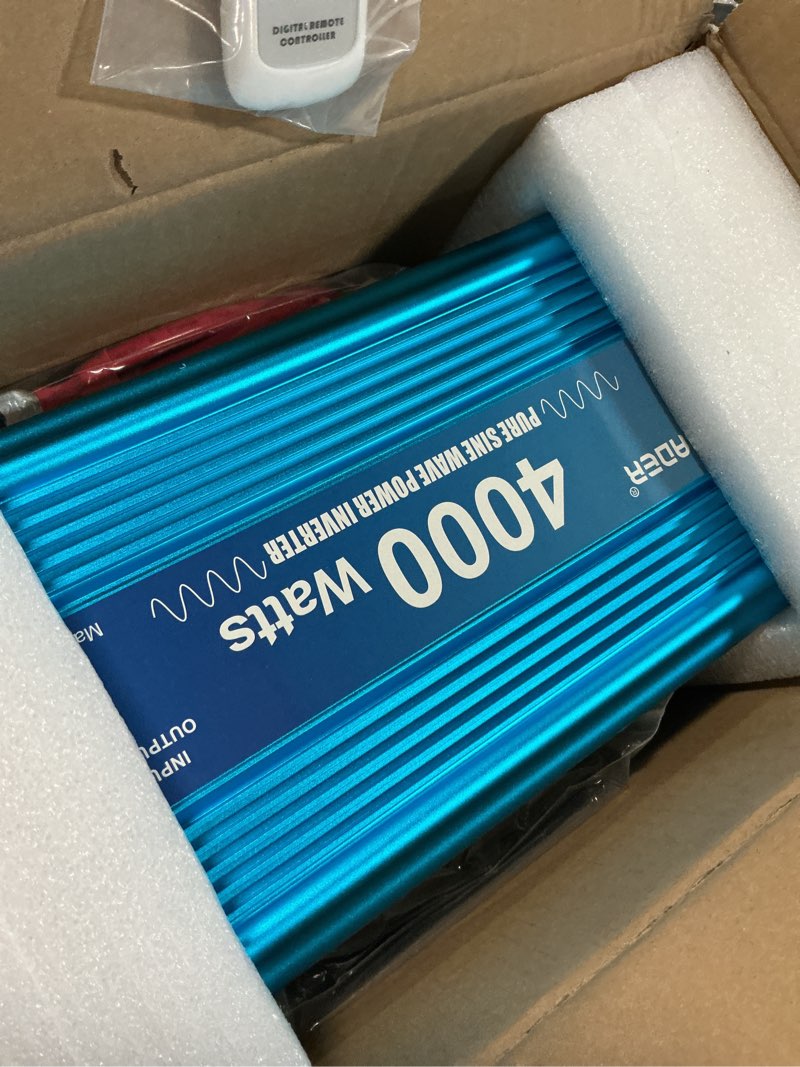 Condition photo showing Good Condition for 4000 watt inverter pure sine wave inverter 12v to 110v/120v power inverter, 8000w peak dc to ac inverter with lcd display 4 ac outlets,usb port, wireless remote control for truck, rv, solar off-grid 4000w
