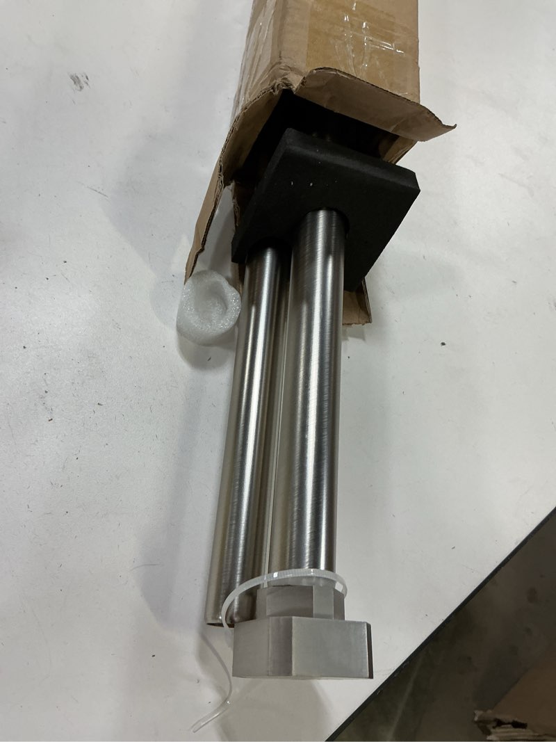 Condition photo showing As Is for Window Curtain Rods 72 to 144 Inches, 1 Inch Heavy Duty Modern Decorative Telescoping Drapery Rod with Solid Aluminium Alloy Brackets and Square Finials, Length Adjustable, Brushed Nickel Brushed Nickel 72-144"