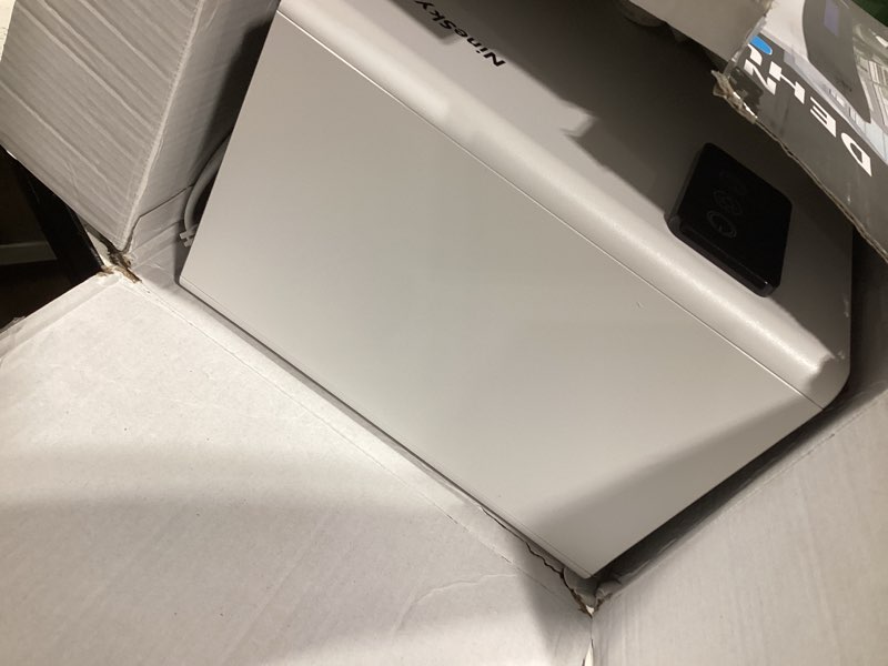 Condition photo showing Good Condition for ninesky dehumidifier, 1000 sq.ft dehumidifiers for home with 95oz large water tank,quiet dehumidifier with 7-color ambient light & auto shut off, dehumidifier for basement, bedroom, bathroom (white)