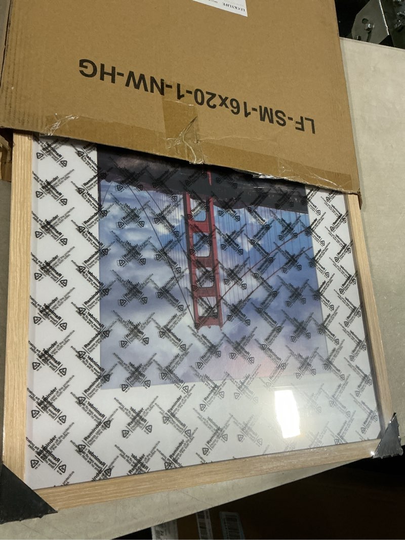 Condition photo showing Good Condition for luckylife 16x20 picture frame, natural solid wooden poster frames for wall, display 11x14 with mat or 16x20 without mat, 1 pack natural 16x20