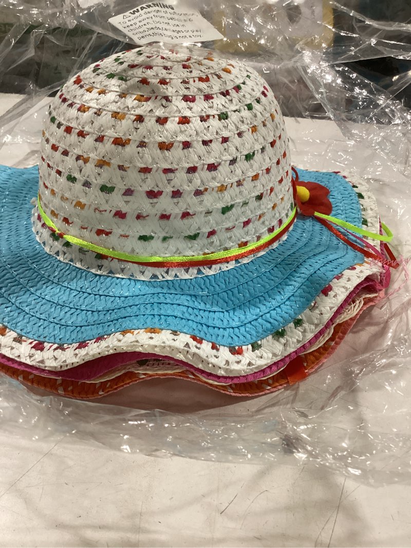 Condition photo showing New/Like New for Only Lovuu 10Pcs DIY Straw Hats Set, 5 Laciness White Straw Hats + 5 Round White Straw Hats for Kids Creative Art Painting & DIY Tea Party Dress Up Hats