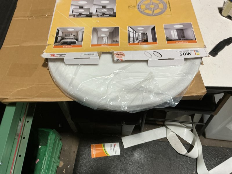 Condition photo showing Good Condition for 24 inch large led flush mount ceiling light, 50w, 5480lm, 3000k/4000k/6000k cct selectable,super slim low profile round flat panel light for bedroom,kitchen,hallway (black 1pk) black noremote-24inch-1pk