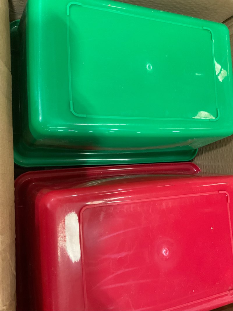 Condition photo showing As Is for Hoolerry 24 Pcs Plastic Cubby Storage Bins Classroom Cubby Organization with Self Adhesive Labels Bin Small Stackable Storage Containers Toy Book Box for School(11.5 x 7.5 x 5 Inch,Colorful) Colorful 11.5 x 7.5 x 5 Inch