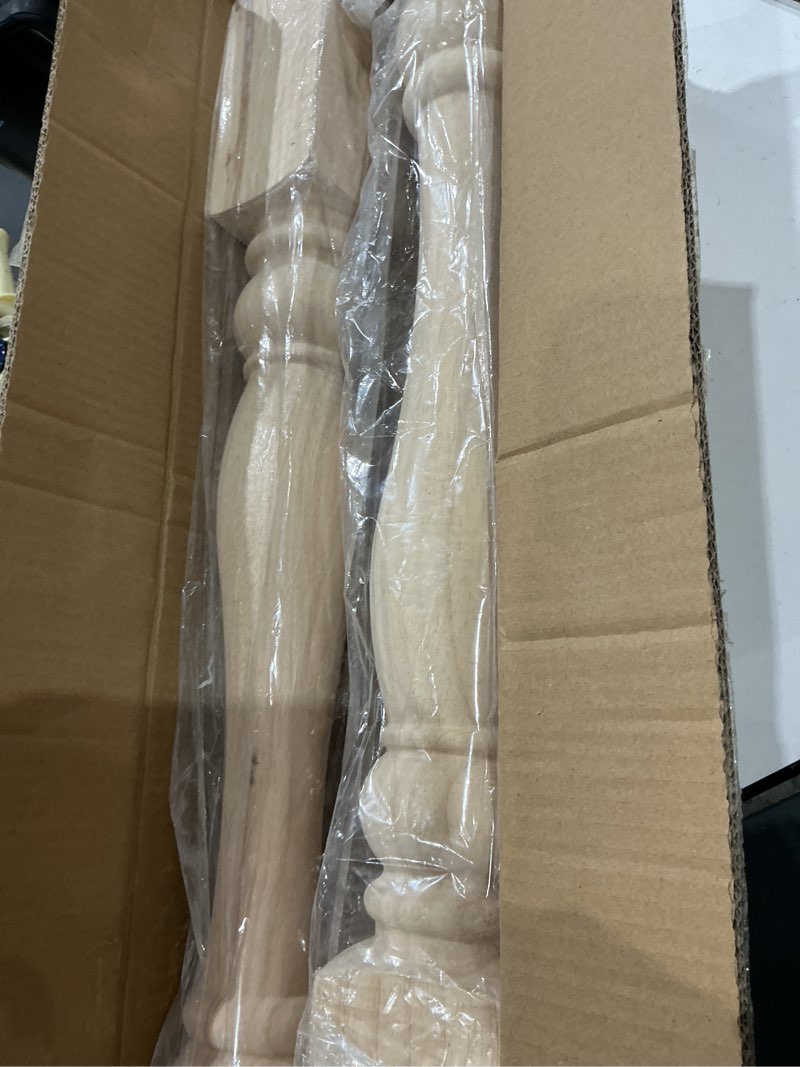 Condition photo showing New/Like New for 29x3.5x3.5 inch wooden chunky farmhouse table legs, set of 4 solid wood massive unfinished turned replacement countertop legs kitchen island cabinet columns for bench coffee table dining table 29"x3.5"x3.5" farmhouse