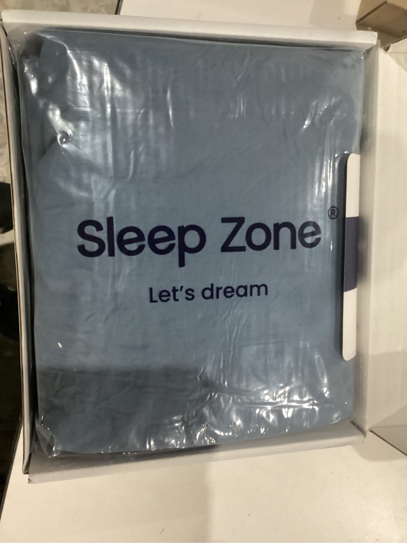 Condition photo showing New/Like New for SLEEP ZONE Queen Sheet Set - Bed Sheets for Queen Size Bed Set - Washed Microfiber - 4 Piece Hotel Luxury Bedding Sheets with Fitted Sheet, Flat Sheet & 2 Pillowcases - Deep Pocket (Flint Stone Blue) Flint Stone Blue Queen