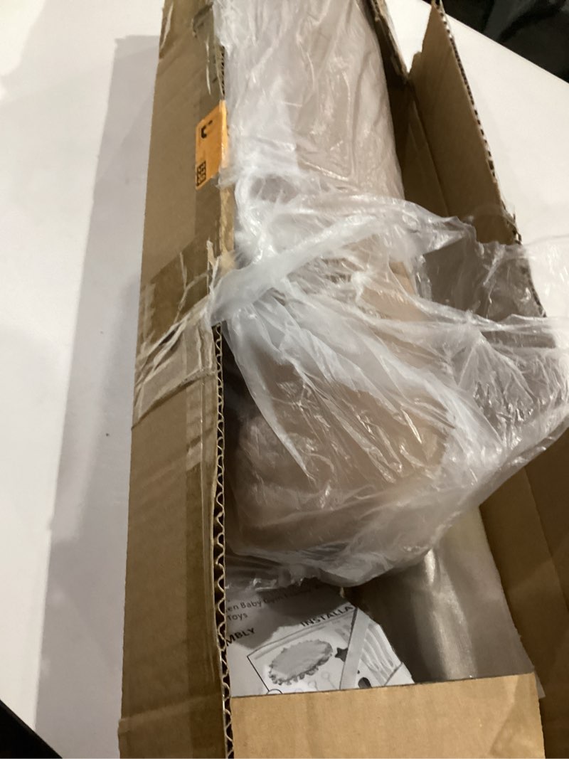 Condition photo showing As Is for Razee Wooden Baby Play Gym Play Mat, Foldable Baby Gym with 6 Hanging Sensory Toys for Newborn Shower Gift