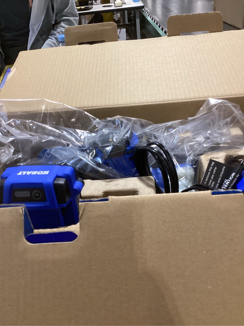 Condition photo showing As Is for kobalt 24-volt 6-in battery 2 ah chainsaw (battery and charger included)