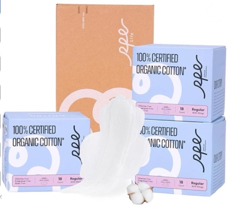100% Organic Pads for Women 54ct, Ultra Thin Unscented Feminine Period-Pads with Wing, Regular Absor