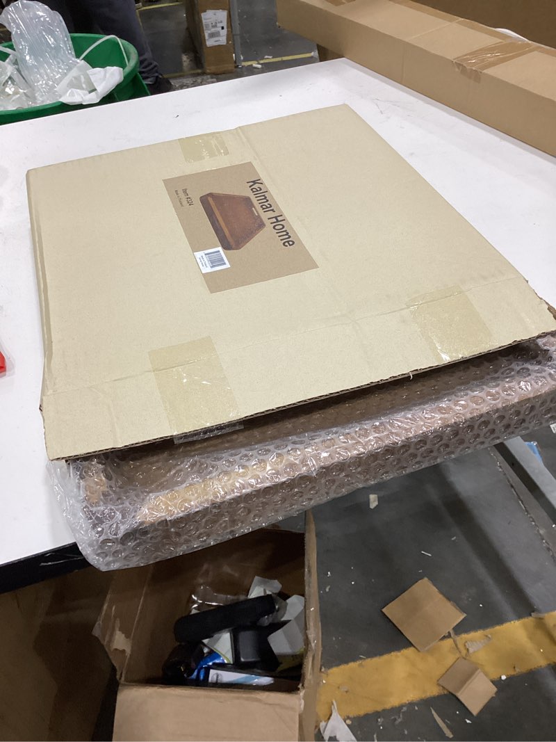 Condition photo showing As Is for acacia wood square serving tray, 14" x 14" x 2"