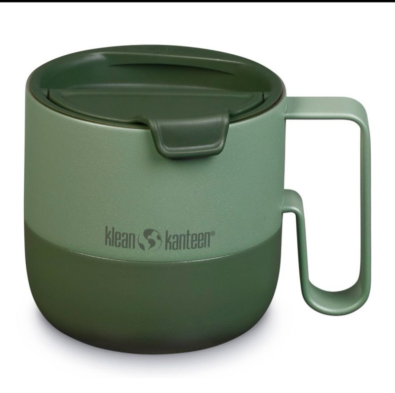 Klean Kanteen 14 oz Stainless Steel Cup with Folding Lid - Sea Spray color black  and grey 