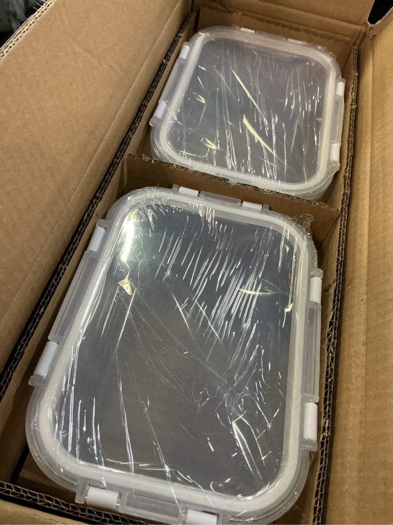 Condition photo showing Good Condition for [8-pack,30 oz]glass meal prep containers,mcirco glass food storage containers,airtight lunch containers with lids, microwave, oven, freezer and dishwasher, white
