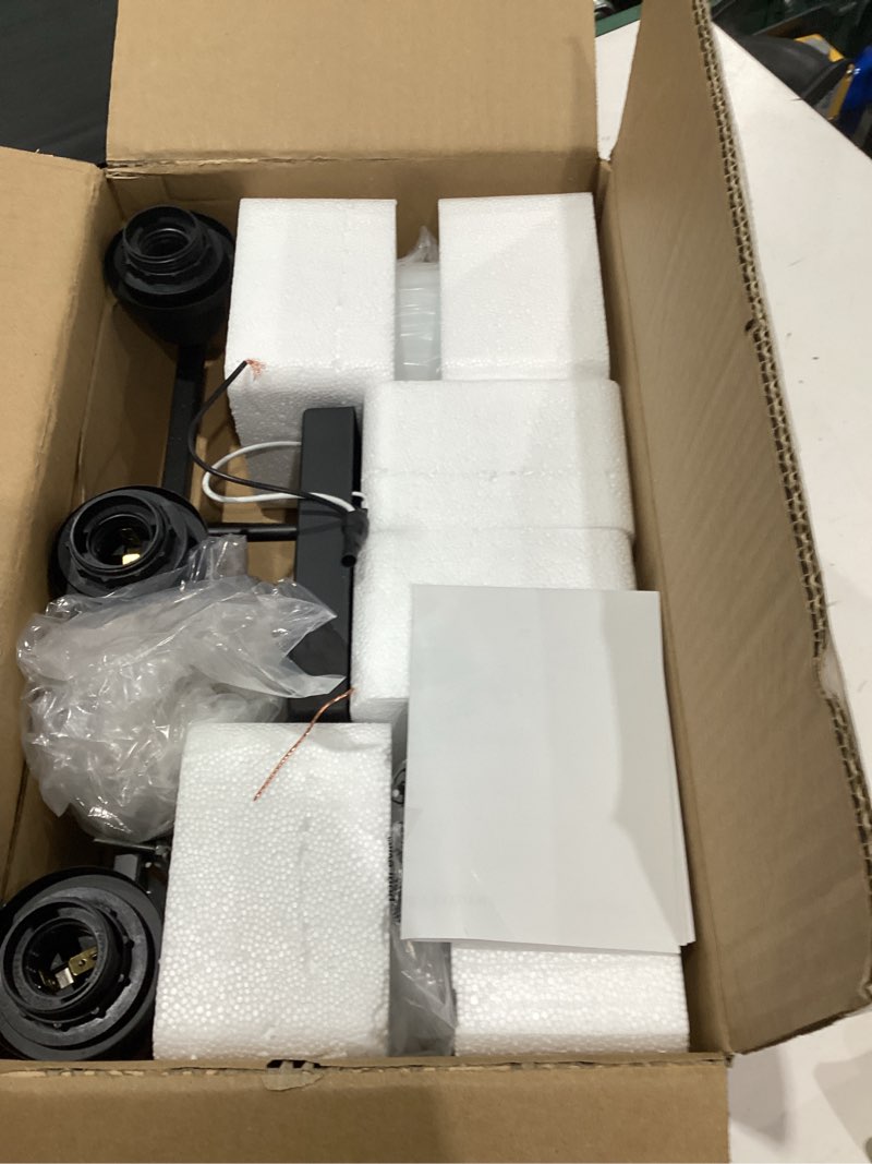 Condition photo showing Good Condition for mokatng 3-light bathroom light fixtures, vanity light with milky white shades, matte black bathroom light fixtures over mirror, modern bathroom wall lamp for mirror living room cabinet bedroom matte black 3-light