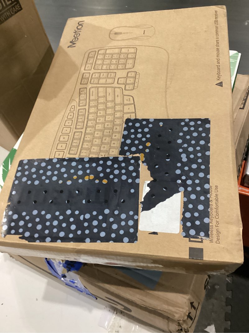 Condition photo showing New/Like New for meetion ergonomic keyboard and mouse wireless, wave keys natural typing, 2.4g wireless keyboard with wrist rest, 4 adjustable dpi mouse, computer/laptop/windows/mac, pink