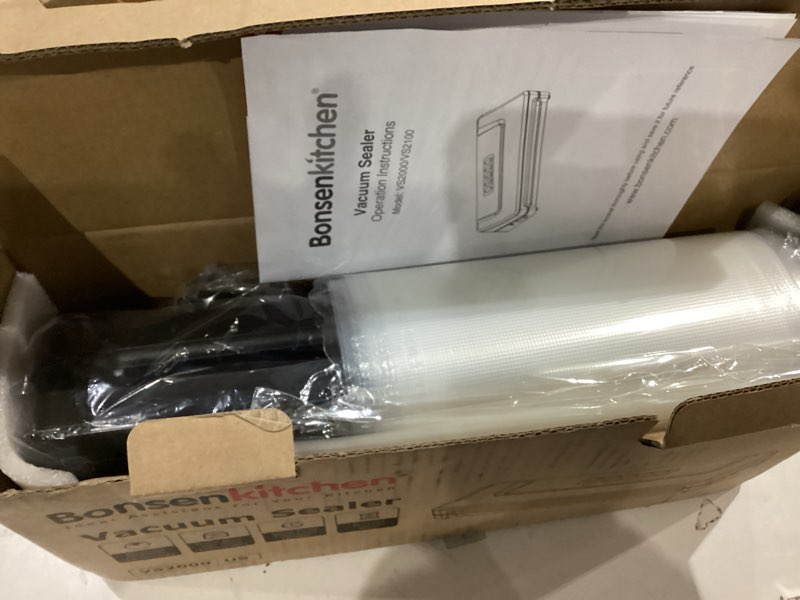 Condition photo showing Good Condition for Bonsenkitchen Vacuum Sealer Machine with 40 Bags | Compact Food Sealer for Kitchen Storage & Meal Prep | Multiple Modes?? | External Vacuum System, Black Black Machine + 40 Bags