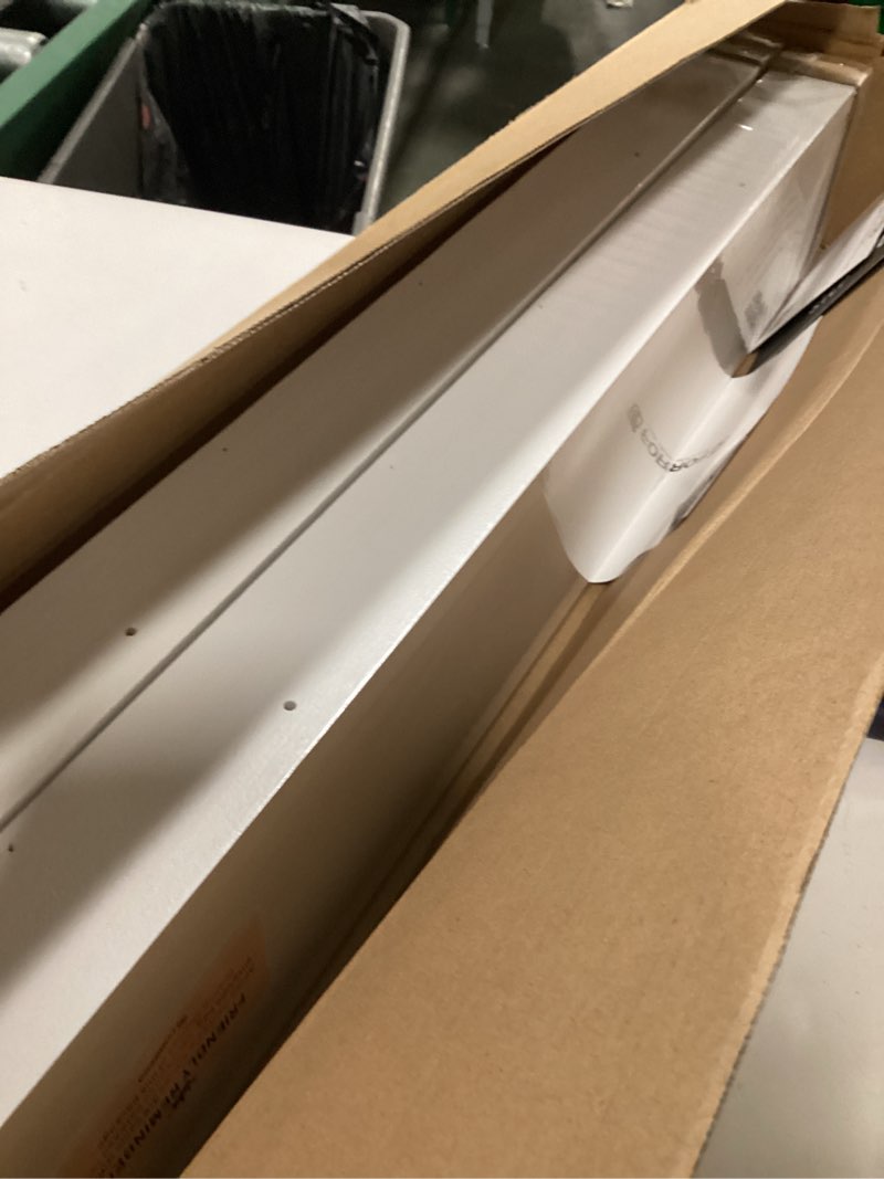 Condition photo showing New/Like New for Forbena 48 Inch Floating Shelves for Wall Set of 4, Large White Picture Ledge Shelf for Living Room Photo Frames, Extra Long Wood Wall Shelves with Lip for Bedroom Hallway Office Nursery Kids Books 48 Inch White