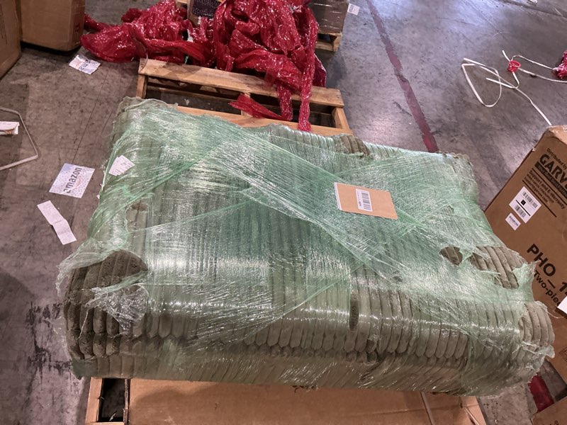 Condition photo showing As Is for linsy home sectional sleeper sofa pull out couches for living room (green, sleeper sofa 1) | pull out sofa bed, storage, usb charging, cup holders, plush corduroy green 81" l shape ( 3 seats)