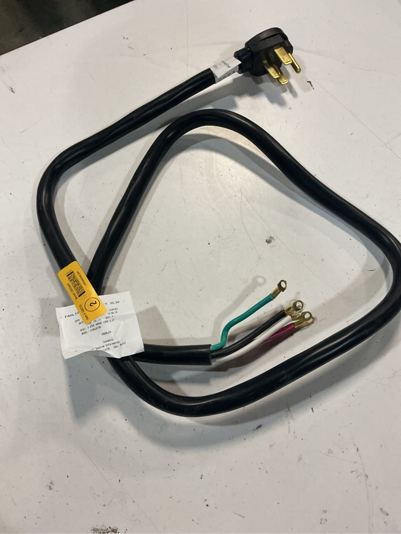Condition photo showing As Is for utilitech appliance power cable (missing metal piece shown in stock photo)