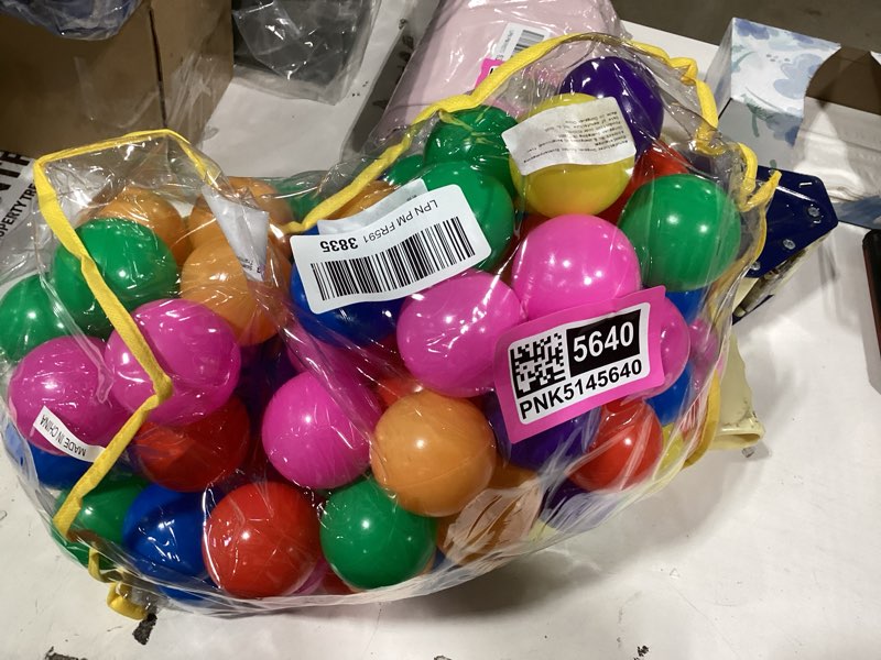 Condition photo showing New/Like New for ball pit balls phthalate free bpa free crush proof plastic - 7 bright colors in reusable play toys for kids with storage bag 100 balls, 7 colors