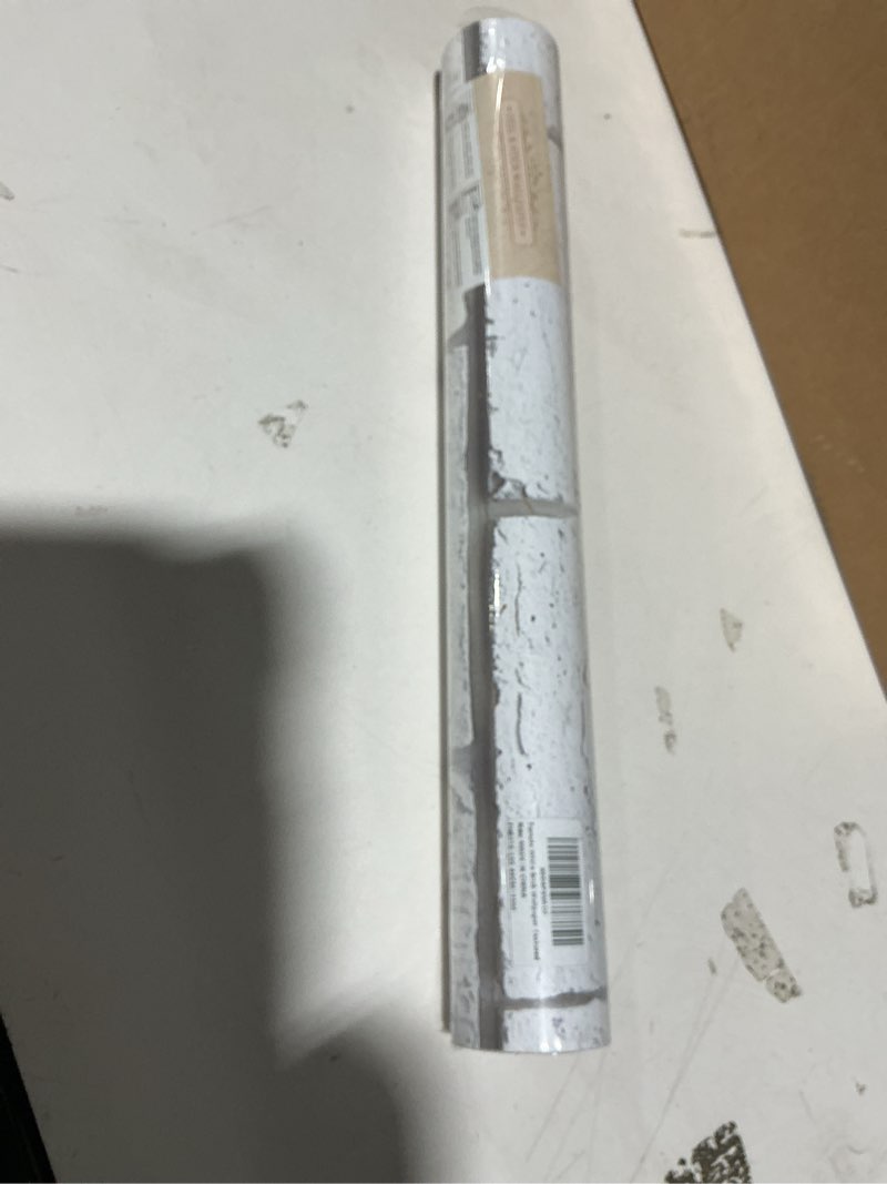 Condition photo showing Good Condition for Tomete White Brick Peel and Stick Wallpaper Gray Faux 3D Brick Contact Paper for Walls Self Adhesive Removable Backsplash for Kitchen Bathroom, Vintage Stick on Wallpaper, 393” L *17.3” W, Waterproof 17.3" x 393"